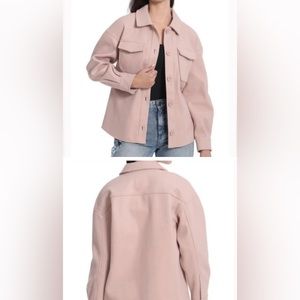 Alec Les Filles warm thick winter Shacket light pink color oversized XS buttons